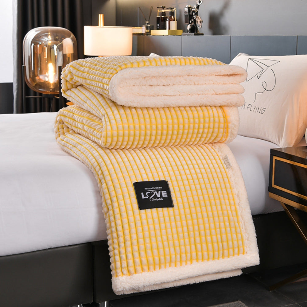 Dubbelzijdige Wafelplaid met Sherpa Teddy – Warme Deken Vlechtpatroon Flanel voor Bank Bed Sofa Winter | Sulvida