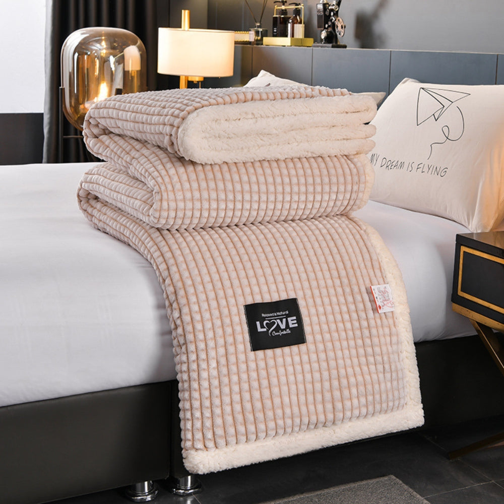 Dubbelzijdige Wafelplaid met Sherpa Teddy – Warme Deken Vlechtpatroon Flanel voor Bank Bed Sofa Winter | Sulvida