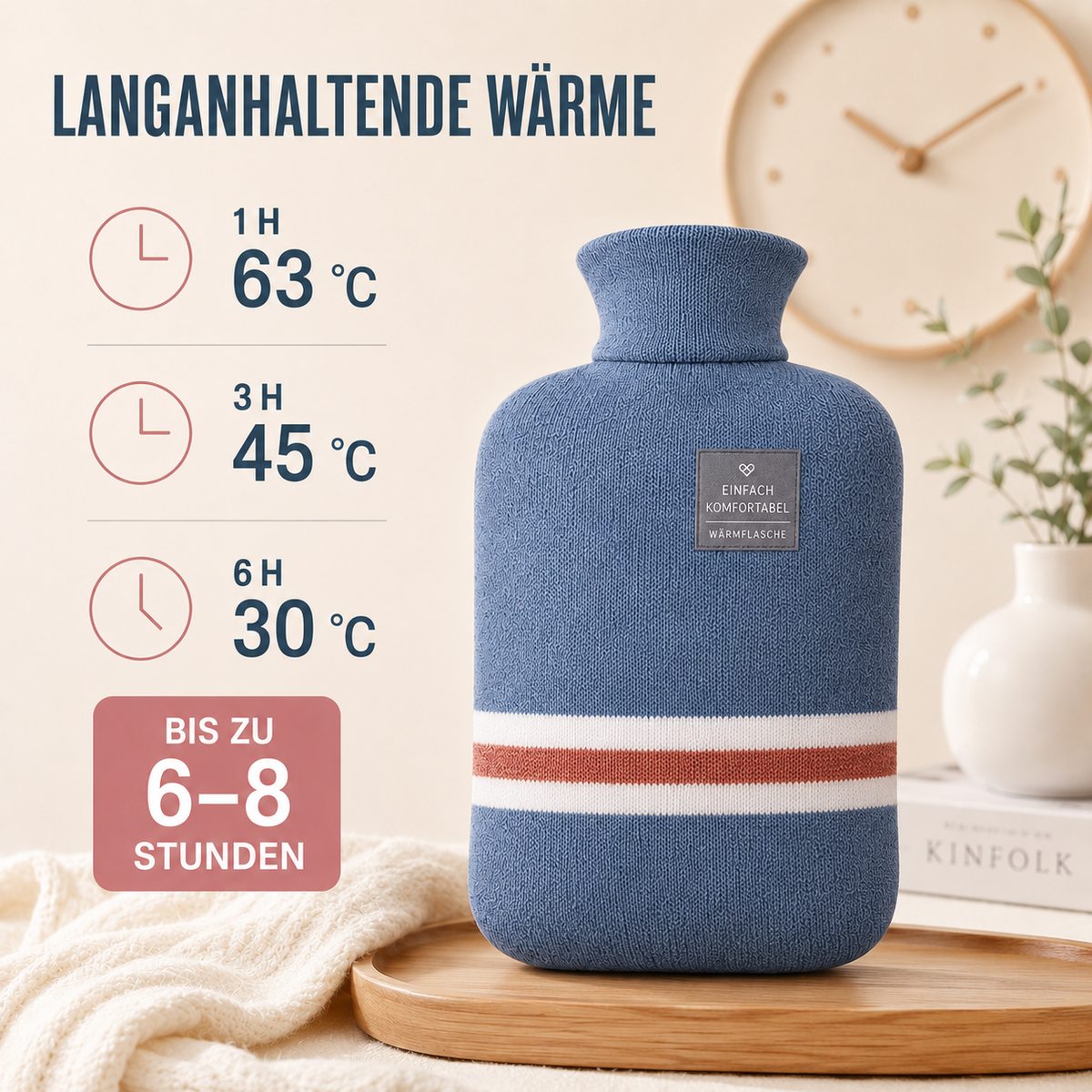 Kruik met Gebreide Hoes 1 Liter – Warmhoudend Comfort voor Buik en Voeten Langdurige Warmte Ontspanning | Sulvida