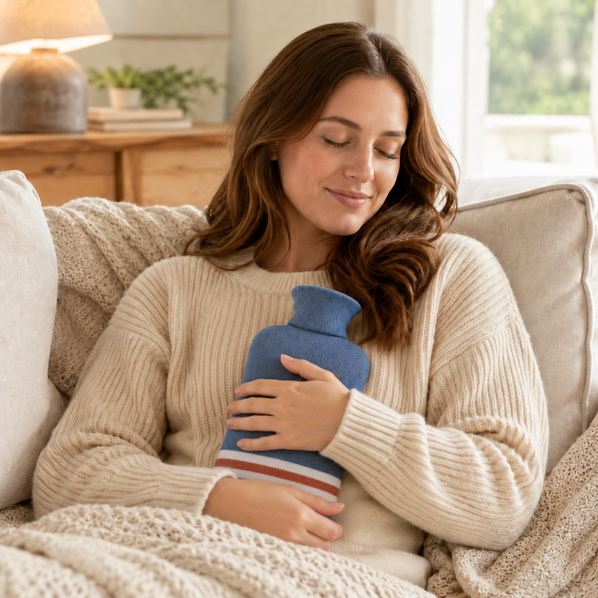 Kruik met Gebreide Hoes 1 Liter – Warmhoudend Comfort voor Buik en Voeten Langdurige Warmte Ontspanning | Sulvida