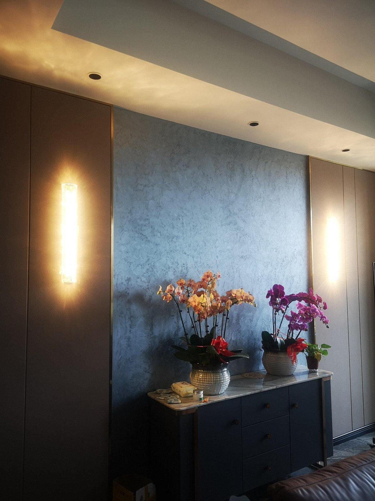 Wandlamp Gouden Messing met Glazen Kap 45-60cm Warm Wit LED Verlichting voor Woonkamer Slaapkamer Hal | Sulvida