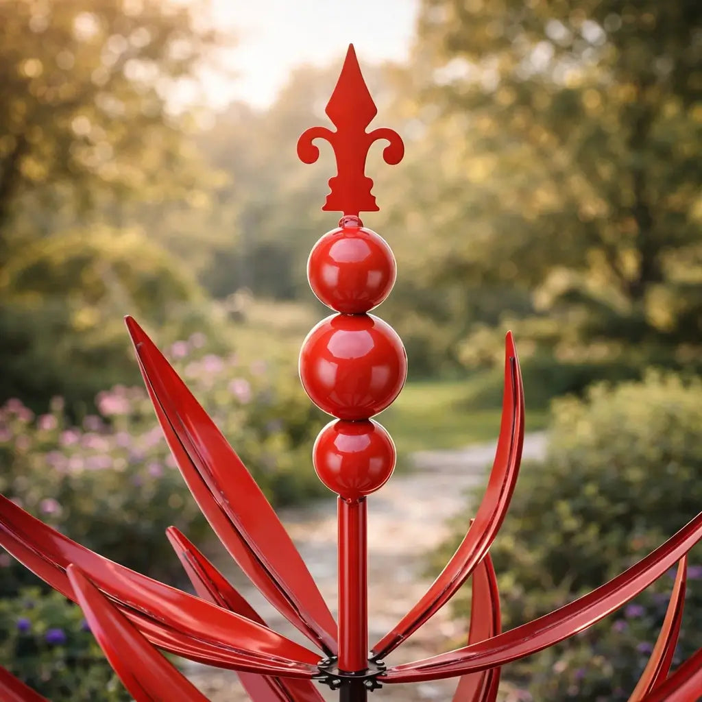 Decoratief Tuinwindspel met Lotusvorm Windmolen in Metaal Weerbestendig voor Tuin Balkon en Terras als Blikvanger | Sulvida