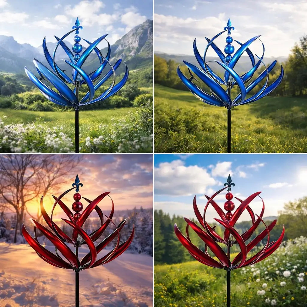 Decoratief Tuinwindspel met Lotusvorm Windmolen in Metaal Weerbestendig voor Tuin Balkon en Terras als Blikvanger | Sulvida
