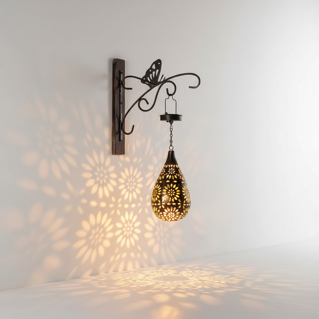 Lampe suspendue d'extérieur à énergie solaire, en acier inoxydable, éclairage de jardin étanche, 43 cm, éclairage d'ambiance | Sulvida