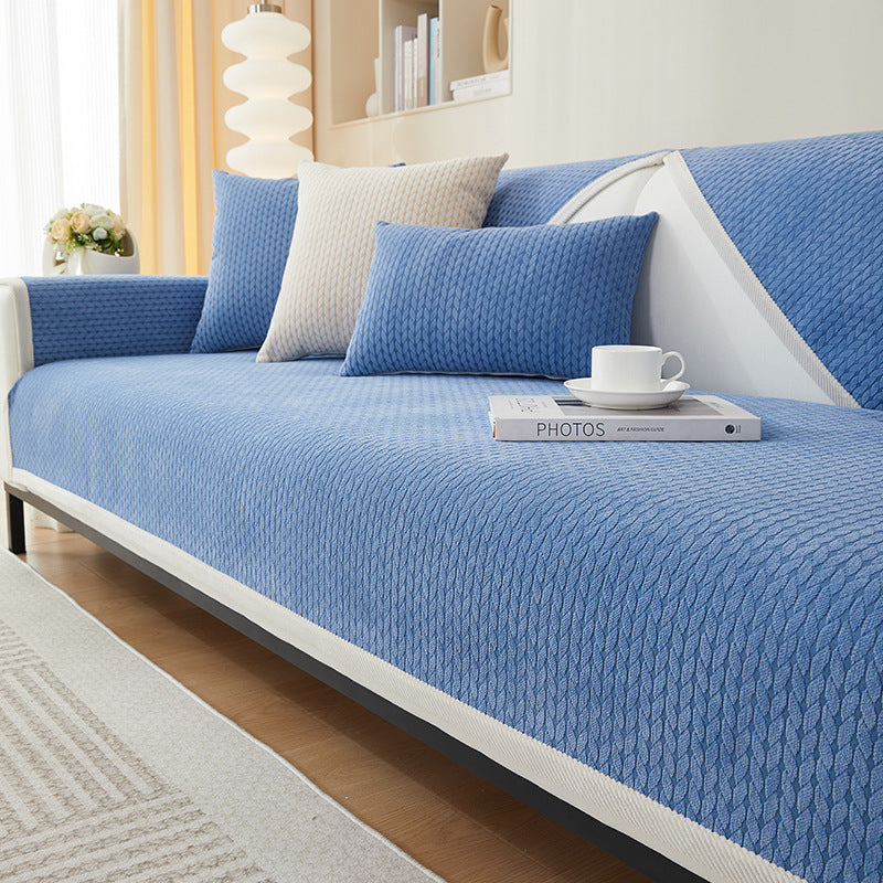 Chenille bankhoes met korenaar-patroon krasbestendig antislip stretch 70-210 cm voor optimale bescherming | Sulvida
