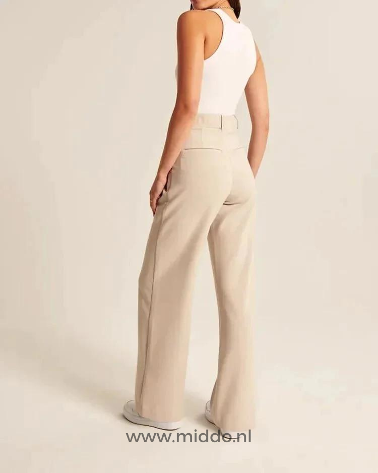 Dames Pantalon Wijde Pijpen Casual Elastische Taille Comfortbroek Dagelijks Draagbaar Losse Pasvorm Streetwear | Sulvida