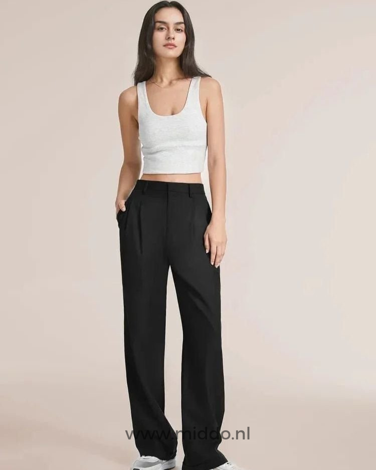 Dames Pantalon Wijde Pijpen Casual Elastische Taille Comfortbroek Dagelijks Draagbaar Losse Pasvorm Streetwear | Sulvida