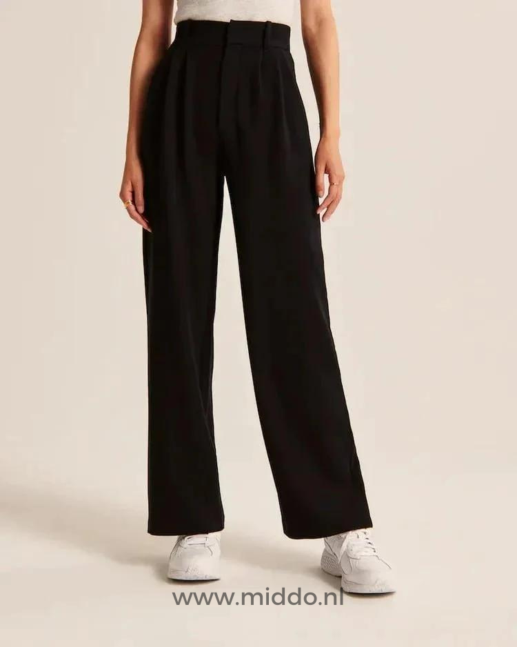 Dames Pantalon Wijde Pijpen Casual Elastische Taille Comfortbroek Dagelijks Draagbaar Losse Pasvorm Streetwear | Sulvida