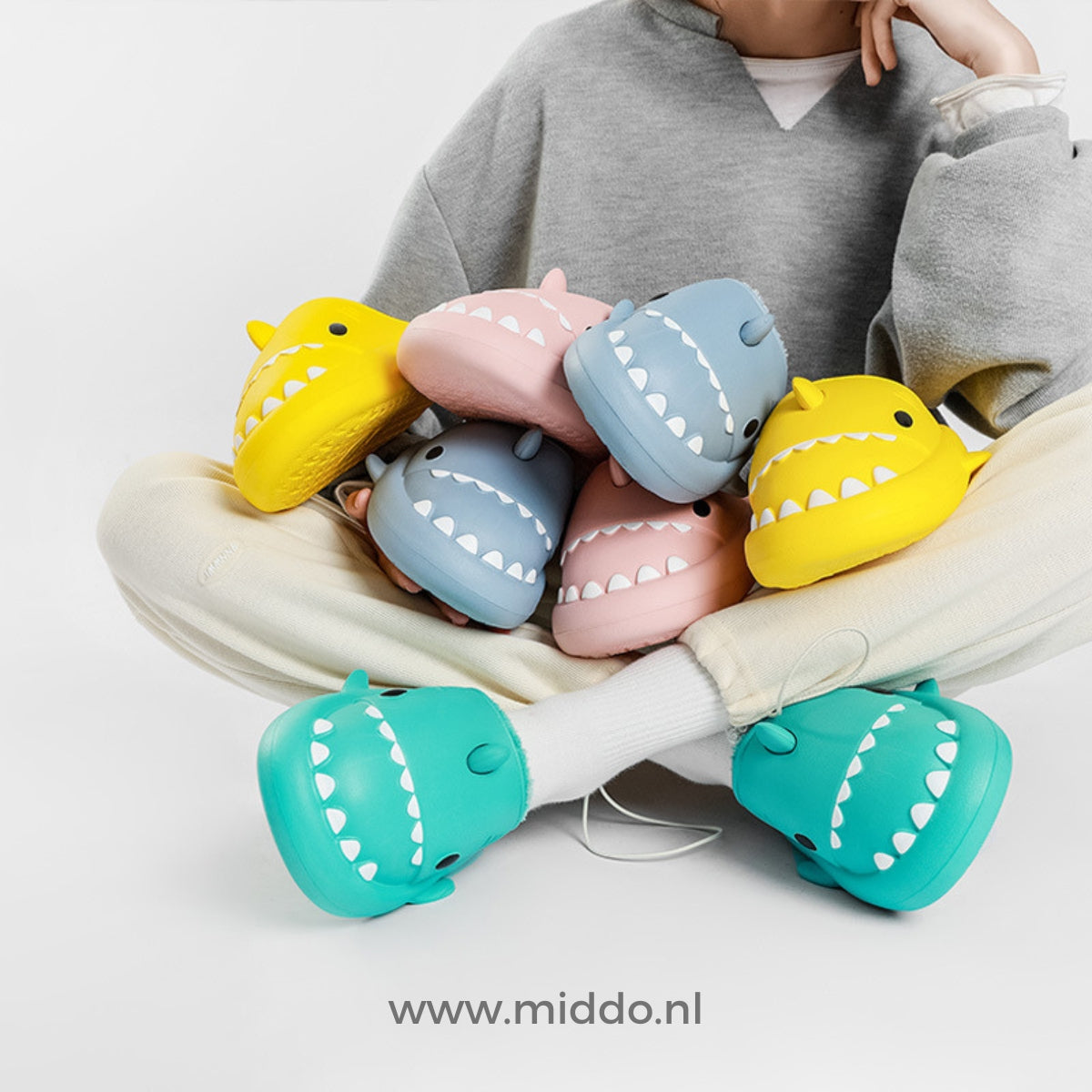 Haaienslofjes Pluche Huisslippers Familie Zachte Pantoffels Antislip voor Binnen Grappig Design Comfort | Sulvida