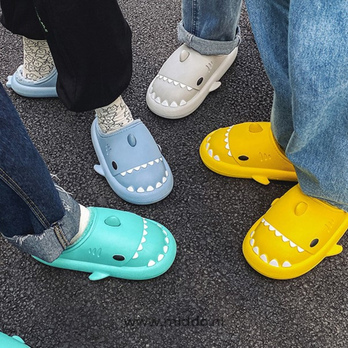 Haaienslofjes Pluche Huisslippers Familie Zachte Pantoffels Antislip voor Binnen Grappig Design Comfort | Sulvida