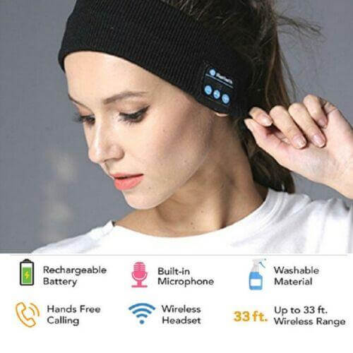 Bluetooth Muziek Hoofdband Gebreid Acryl Draadloze Stereo Koptelefoon Verstelbaar Hardlopen Gym Sport Fitness | Sulvida