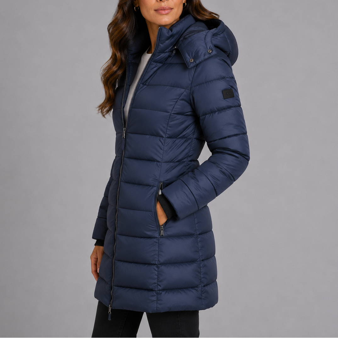 Dames Gewatteerde Winterjas Lang met Capuchon en Doorlopende Rits Gevoerd Warm Steppas Outdoorjas Winterkleding | Sulvida