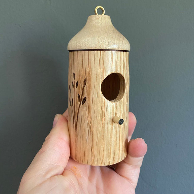 Houten Nestkastje Kolibrie Naturel Vogelhuisje met Plantengravures Tuindecoratie Vogelhuis Kolibries | Sulvida