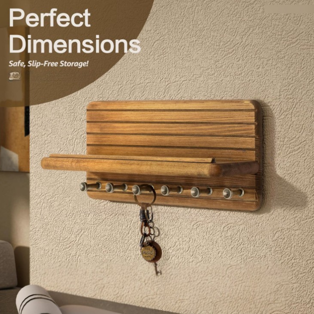 Wandkapstok massief hout 8 haken notenhout beukenhout organizer sleutelhanger wandmontage hal entree | Sulvida
