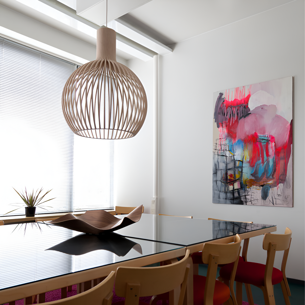 Houten hanglamp met gelaagde lamellen voor warme sfeerverlichting woonkamer eetkamer slaapkamer modern design | Sulvida