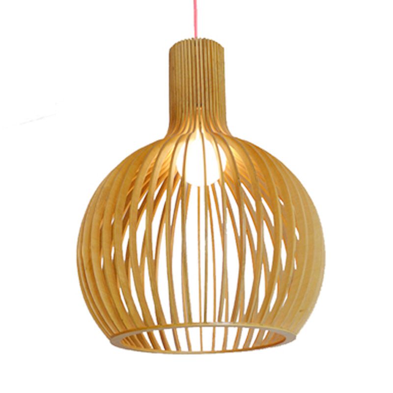 Houten hanglamp met gelaagde lamellen voor warme sfeerverlichting woonkamer eetkamer slaapkamer modern design | Sulvida