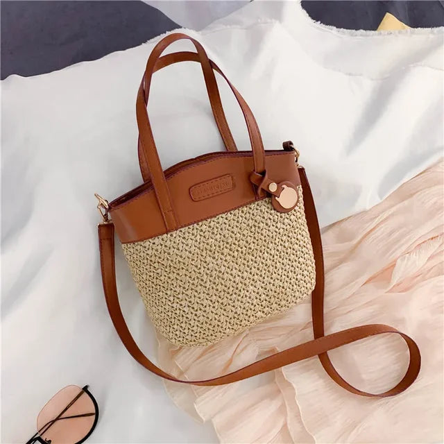 Geweven Schoudertas voor Dames Gevlochten Handtas Crossbody Bag Retro Design Shoppertas Draagtas Mode | Sulvida