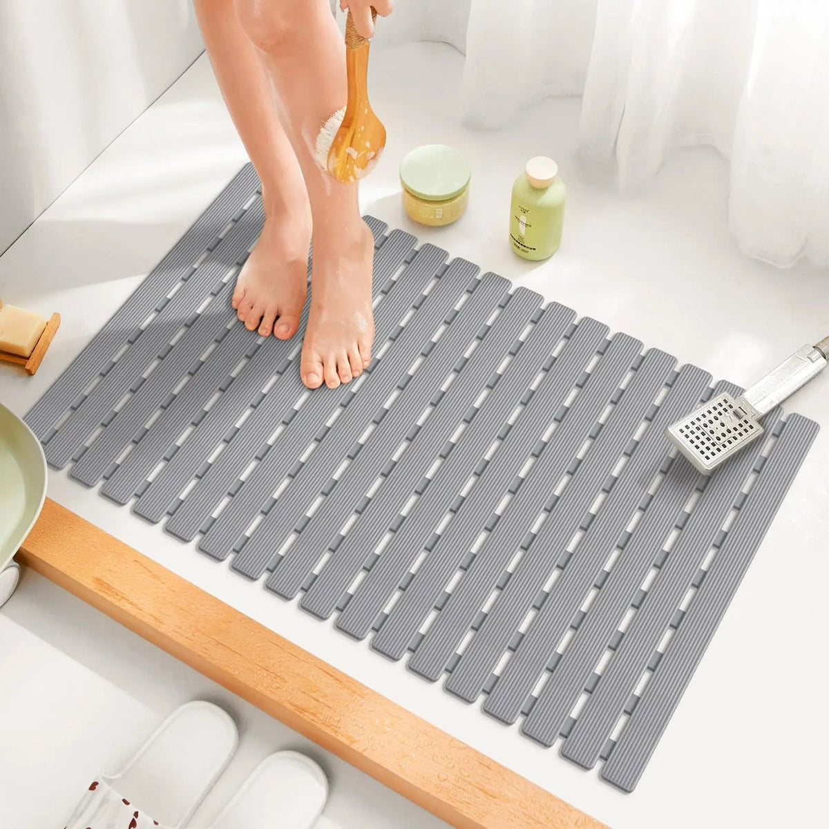 Antislip Badmat Siliconen met Zuignappen 40×63 cm Veilige Douchemat voor Badkamer Douchecabine Vloer | Sulvida