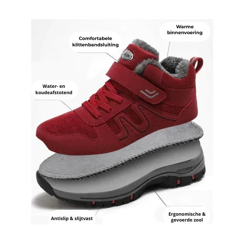 Ergonomische Winterlaarzen Uniseks Zwart Rood Grijs - Waterafstotend Pijnverlichting Verwarmend tot -25°C - Comfortabele Wandelschoenen Dames Heren | Sulvida