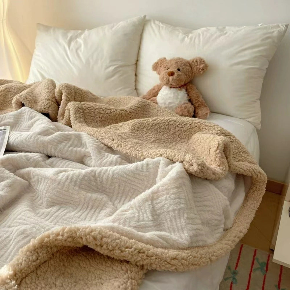 Jacquard Konijnenpluche Plaid Dubbelzijdig Zacht Warme Deken voor Woonkamer Slaapkamer Bank Fleece Interieur | Sulvida