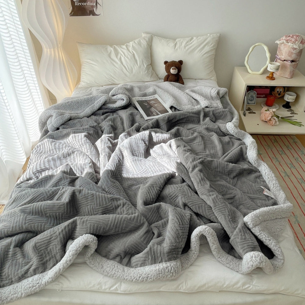 Jacquard Konijnenpluche Plaid Dubbelzijdig Zacht Warme Deken voor Woonkamer Slaapkamer Bank Fleece Interieur | Sulvida