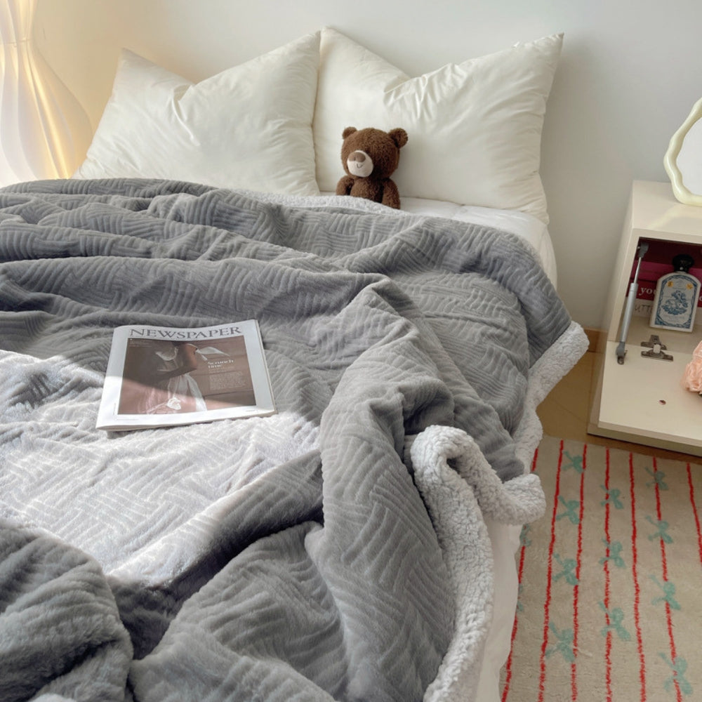 Jacquard Konijnenpluche Plaid Dubbelzijdig Zacht Warme Deken voor Woonkamer Slaapkamer Bank Fleece Interieur | Sulvida