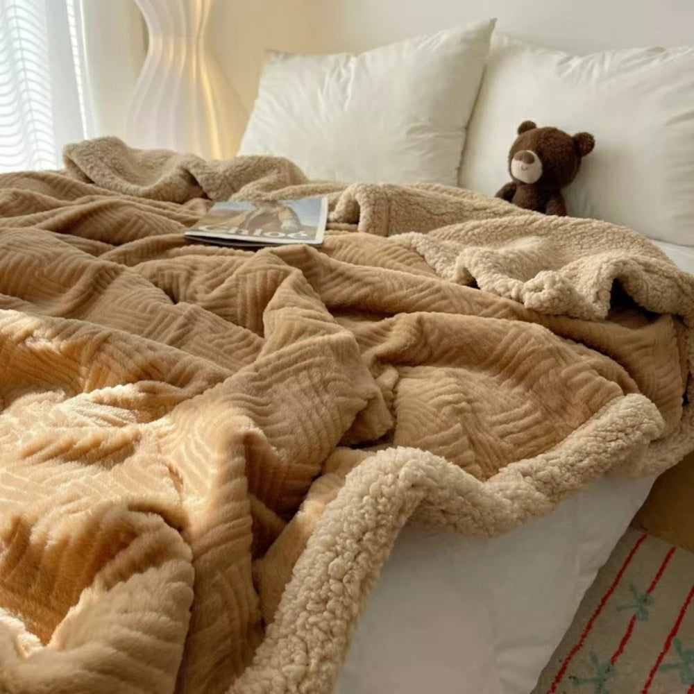 Jacquard Konijnenpluche Plaid Dubbelzijdig Zacht Warme Deken voor Woonkamer Slaapkamer Bank Fleece Interieur | Sulvida