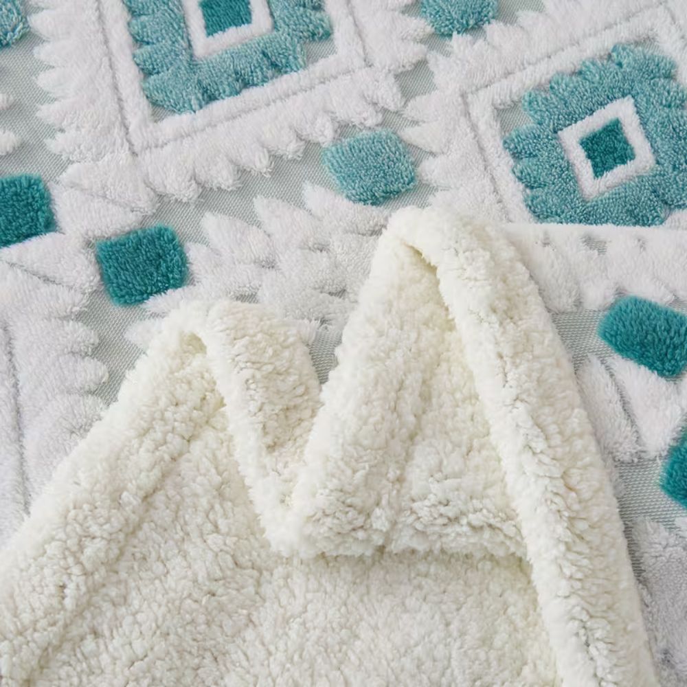 Geometrische Plaid Dubbellaags Fleece Warm Lichtgewicht Modern Decoratief voor Woonkamer en Slaapkamer | Sulvida