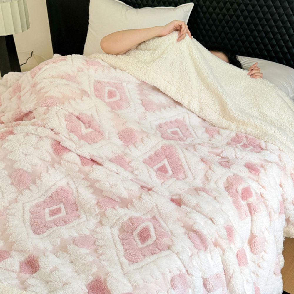 Geometrische Plaid Dubbellaags Fleece Warm Lichtgewicht Modern Decoratief voor Woonkamer en Slaapkamer | Sulvida