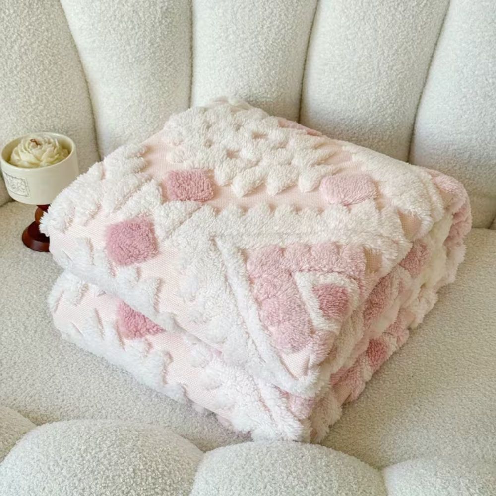 Geometrische Plaid Dubbellaags Fleece Warm Lichtgewicht Modern Decoratief voor Woonkamer en Slaapkamer | Sulvida