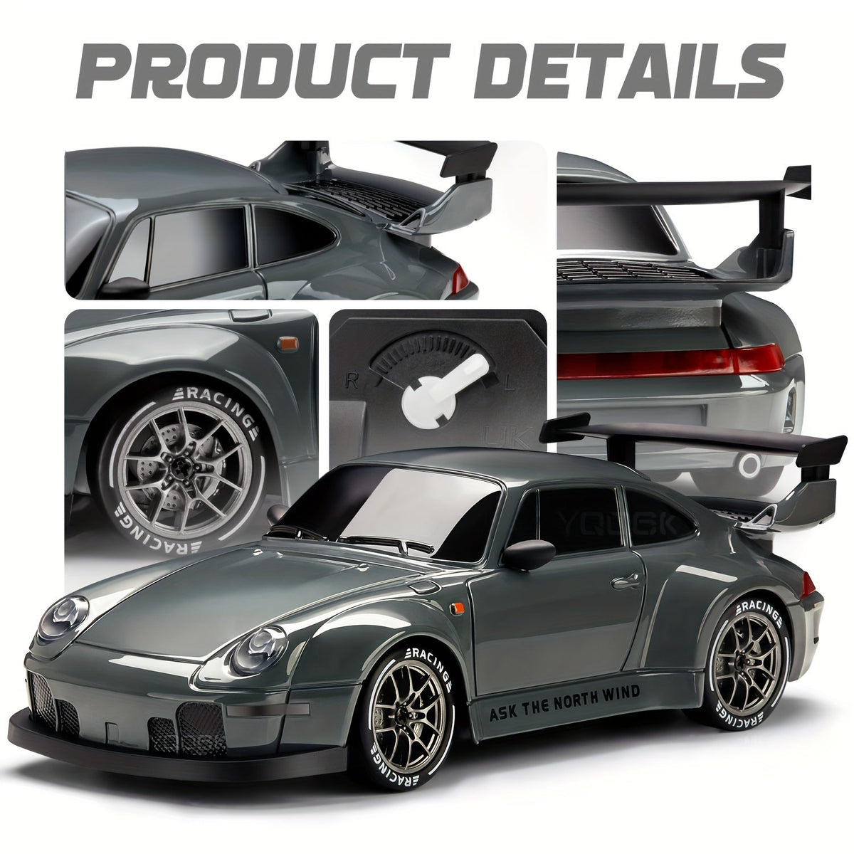 RC Driftauto 1:24 Schaal met Verlichte Wielen 4WD Aandrijving Radiografisch Bestuurd Race Speelgoed voor Kinderen | Sulvida