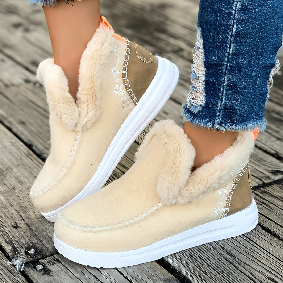 Chaussons pour femme avec semelle antidérapante en PU et doublure douce en peluche, chauds pour l’hiver, pour l’intérieur | Sulvida