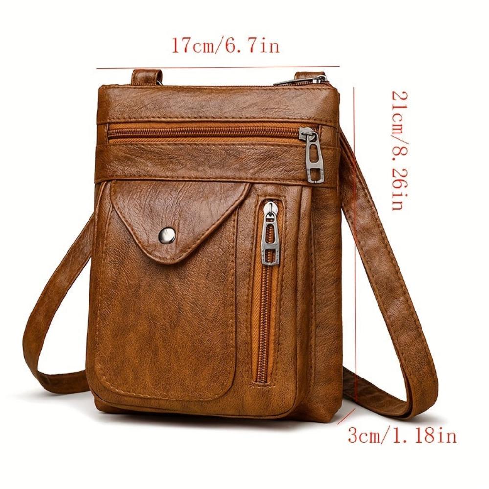 Vintage Crossbody Schoudertas Dames Retro Compacte Handtas Kunstleer Bruin Roze Zwart Dagelijks Gebruik | Sulvida