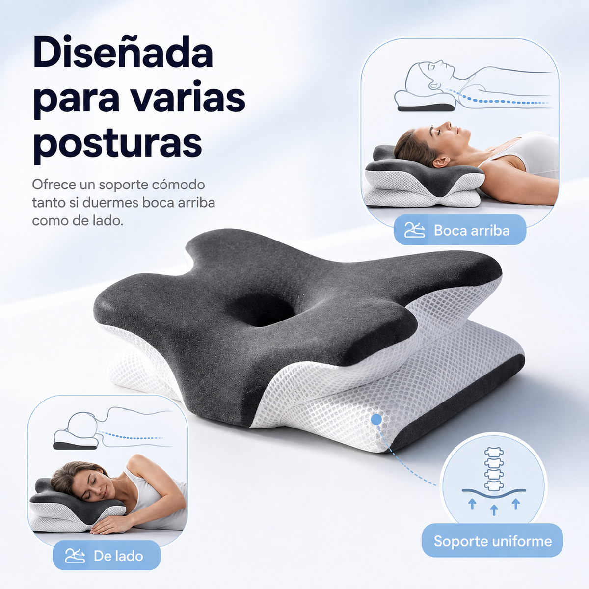 Verstelbaar Neksteunkussen Memory Foam Ergonomisch Hoofdkussen voor Optimaal Slaapcomfort en Nekondersteuning | Sulvida