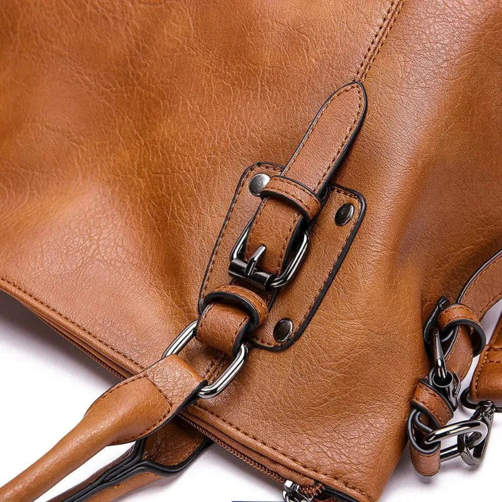 Elegante Leren Schoudertas met Magnetische Flapsluiting Dames Crossbody Stijlvolle Handtas Compleet Set | Sulvida