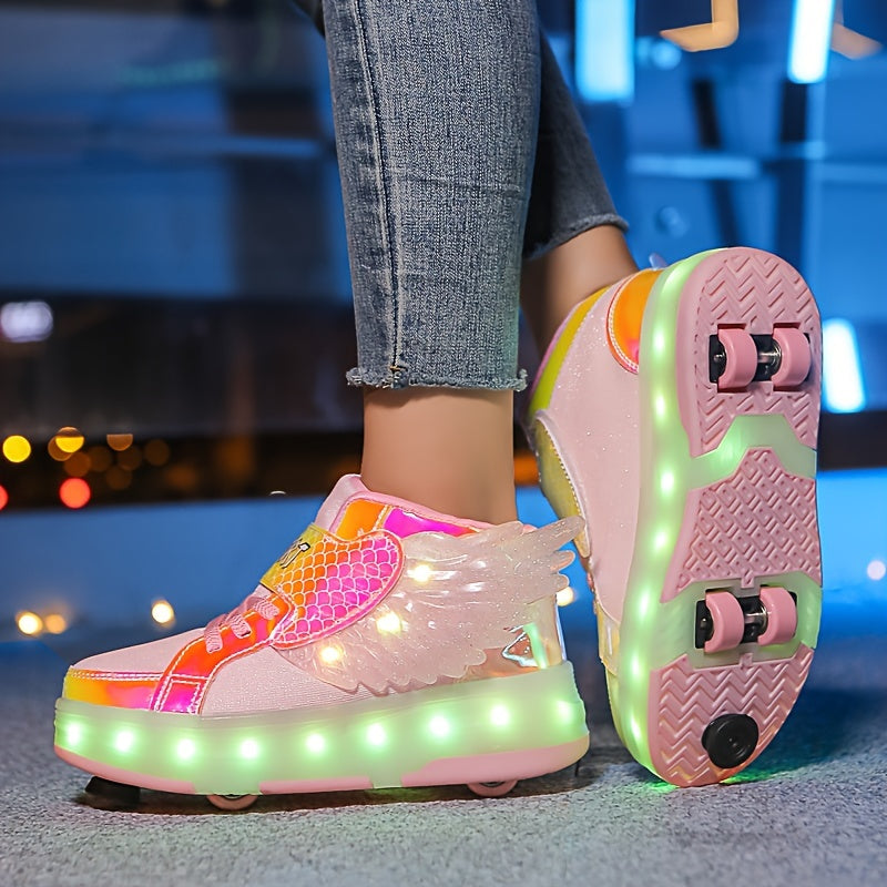 Lichtgevende Sneakers met Wielen en Vleugels – Oplaadbaar via USB voor Meisjes en Tieners | Sulvida
