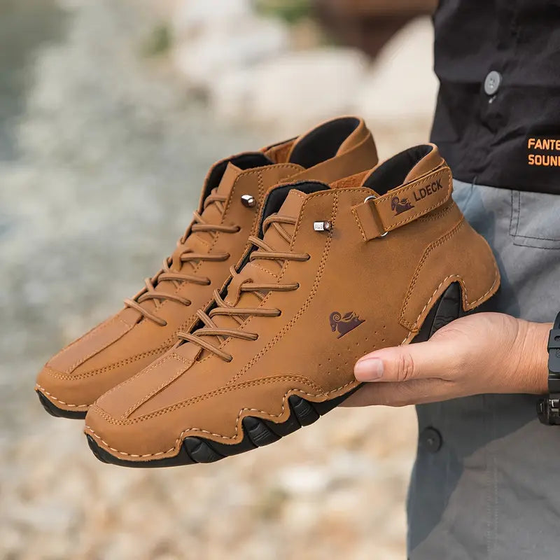 Waterdichte Herenschoenen Hoog met Elastische Sluiting Modern Stoer Ontwerp Leer Comfortabel Casual Dagelijks | Sulvida