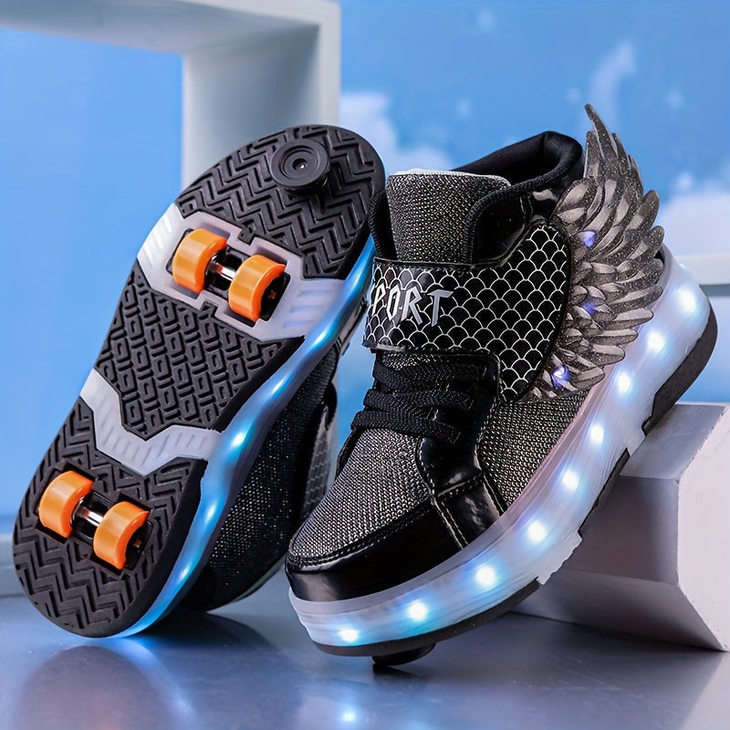 Lichtgevende Sneakers met Wielen en Vleugels – Oplaadbaar via USB voor Meisjes en Tieners | Sulvida