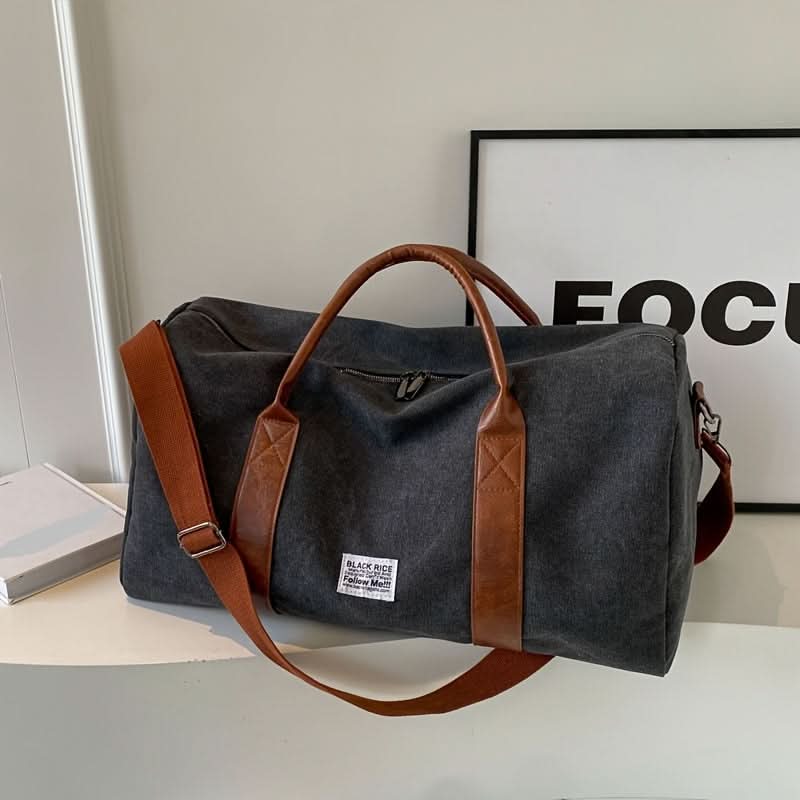Sac de week-end vintage avec bandoulière renforcée et plusieurs compartiments, sac de voyage en toile 50 cm, vert, noir, kaki | Sulvida
