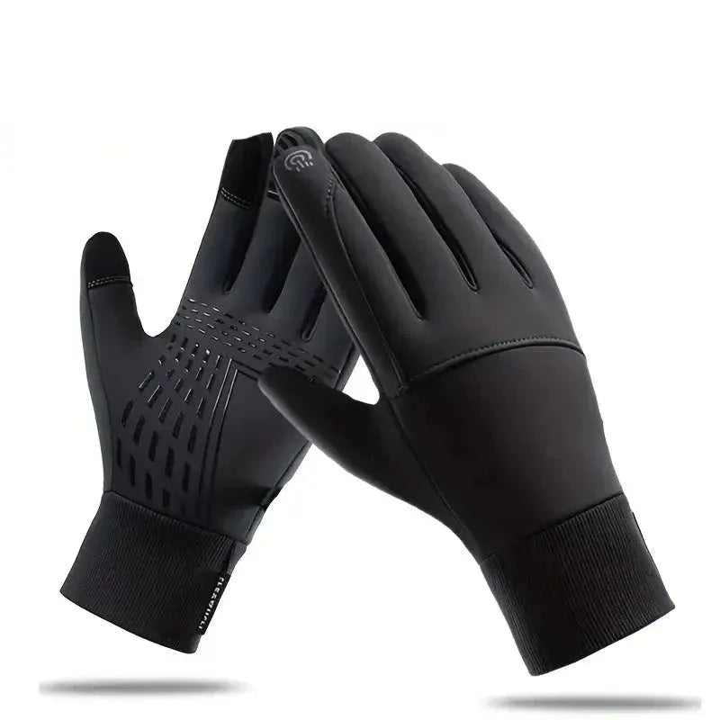 Gants en polaire coupe-vent et imperméables noirs à écran tactile, accessoire d’hiver, gants chauds à doigts pour l’hiver | Sulvida
