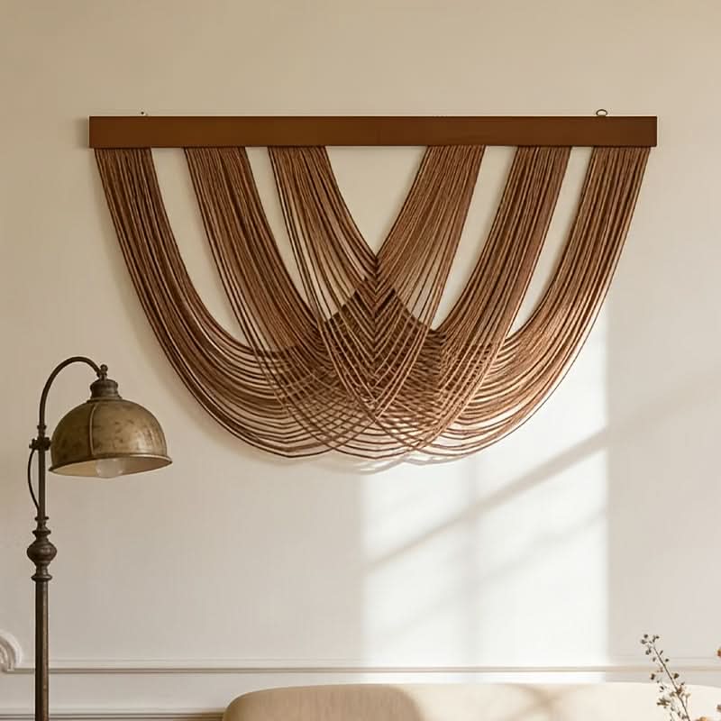 Geweven wandkleed macramé-stijl 100x60 cm boho interieur woonkamer slaapkamer natuurlijk textuur wanddecoratie | Sulvida