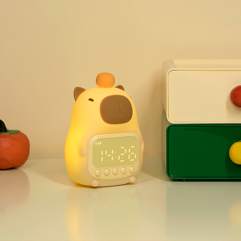 Capybara Nachtlampje met Wekker voor Kinderen Timer Dimbaar Wit LED Bedlampje Decoratief Oplaadbaar Slaapkamer | Sulvida