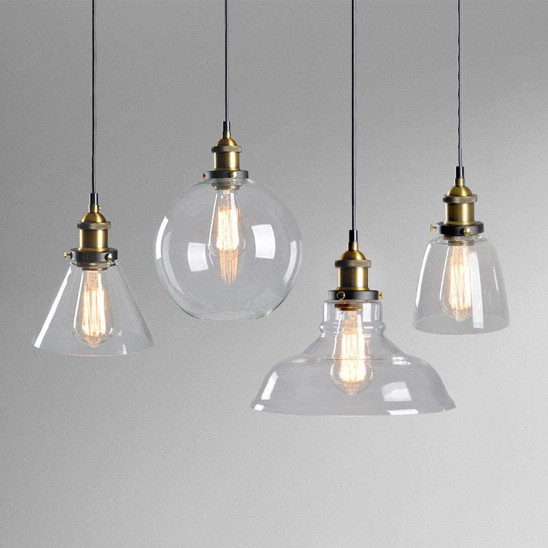 Industriële Glazen Hanglamp Metaal E27 Fitting Clear Amber Smoke Grey Verstelbaar Snoer Eetkamer Woonkamer | Sulvida