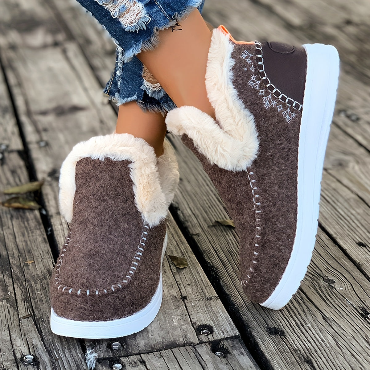 Chaussons pour femme avec semelle antidérapante en PU et doublure douce en peluche, chauds pour l’hiver, pour l’intérieur | Sulvida