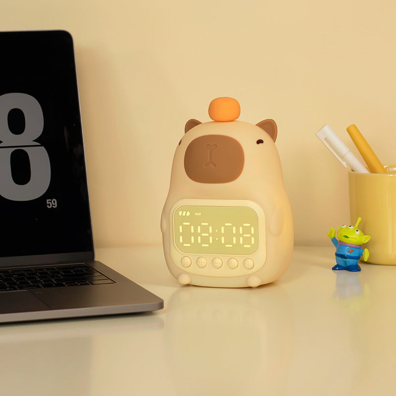 Capybara Nachtlampje met Wekker voor Kinderen Timer Dimbaar Wit LED Bedlampje Decoratief Oplaadbaar Slaapkamer | Sulvida