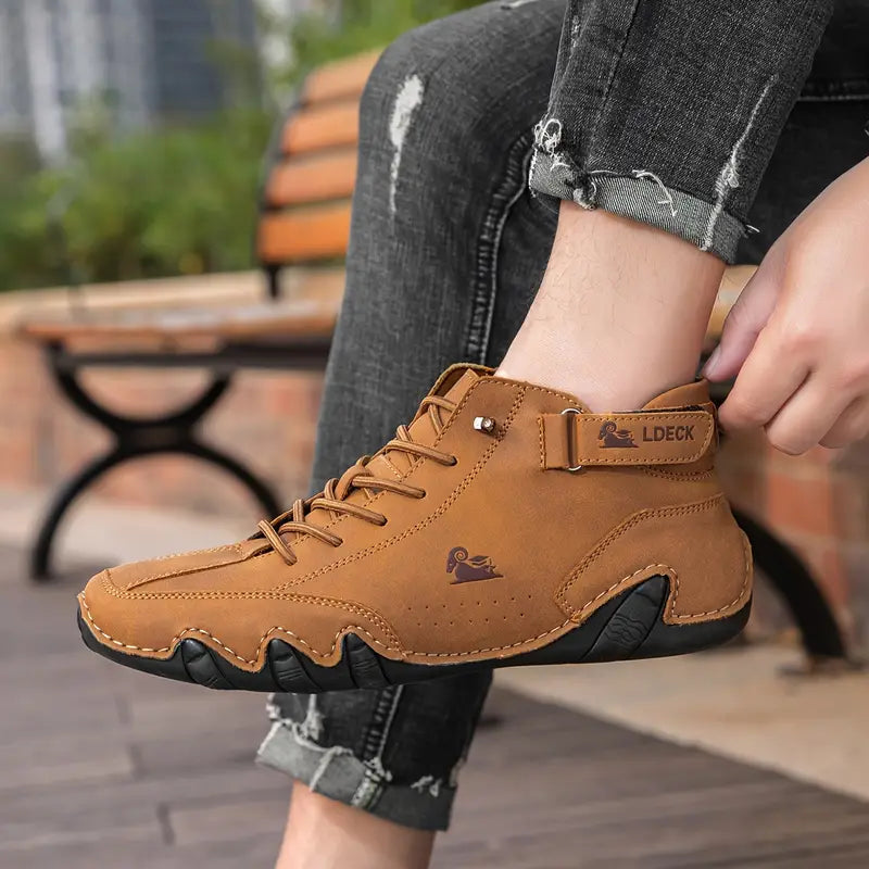 Waterdichte Herenschoenen Hoog met Elastische Sluiting Modern Stoer Ontwerp Leer Comfortabel Casual Dagelijks | Sulvida