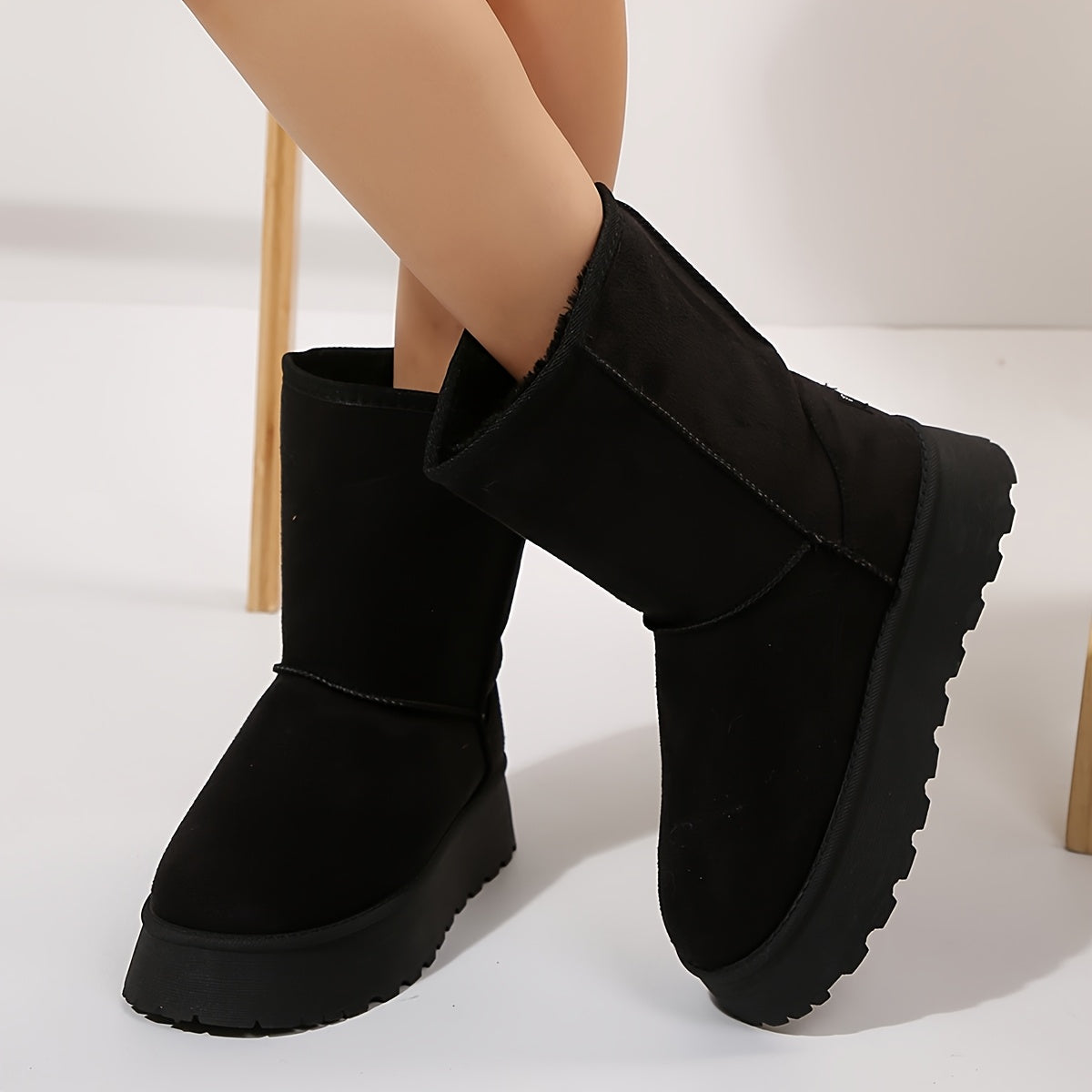 Bottes d’hiver hautes pour femme, doublure en laine de mouton, à enfiler, semelle en PVC, chaudes, confortables et imperméables, couleur camel | Sulvida