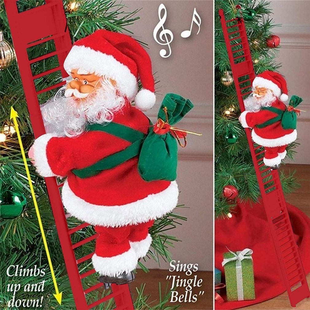 Animatiekerst Kerstman Ladder Muzikale Klimdecoratie Kerstfiguur Feestdecoratie Met Lichteffect En Geluid | Sulvida