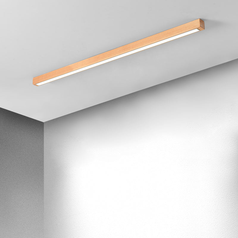 Lineaire plafondlamp hout acryl LED smal design voor woonkamer slaapkamer gang natuurlijke uitstraling | Sulvida