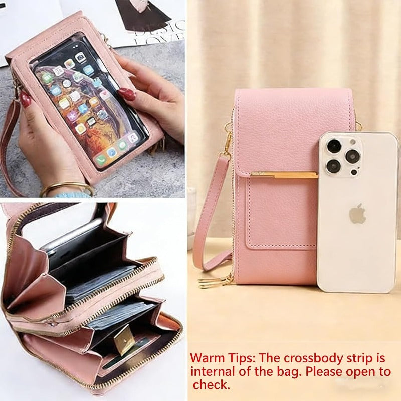 Crossbody Telefoontas met RFID-bescherming en Touchscreen Venster – Veilige Handsfree Portemonnee voor Smartphones tot 6,7 inch | Sulvida